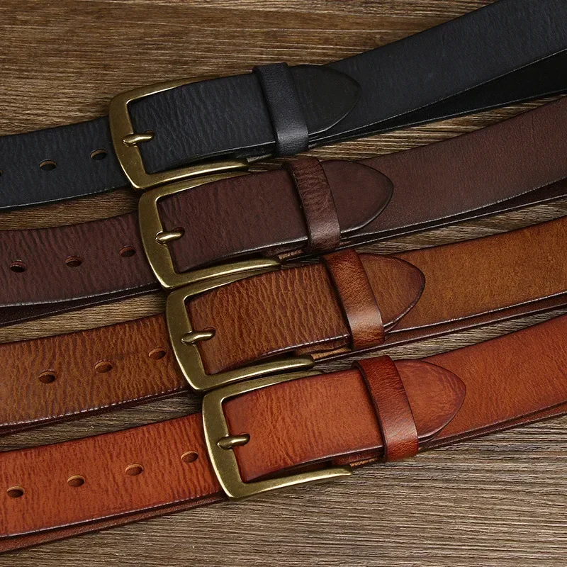 3.8CM Thick Cowhide Copper Buckle Genuine Leather Jeans Belt Men leather belt mens belt jeans belts waist belt