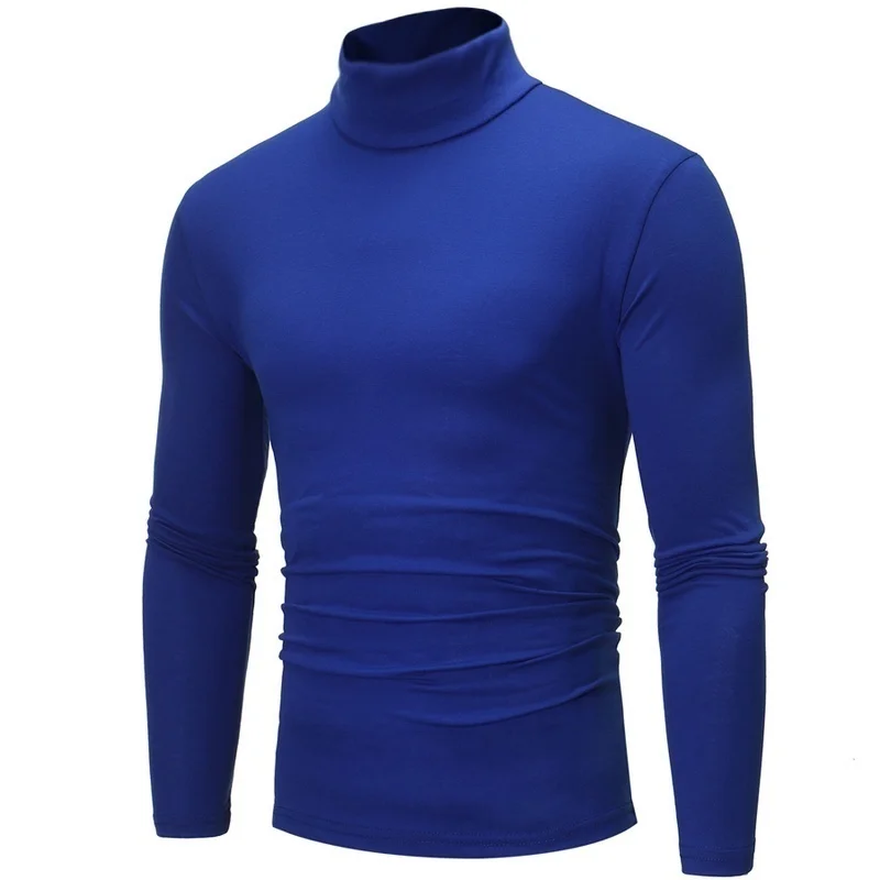 Men's High Collar Sweatshirt Pullover Casual Solid Color Sweaters Long Sleeve Warm Knitted Turtleneck Outerwear 4