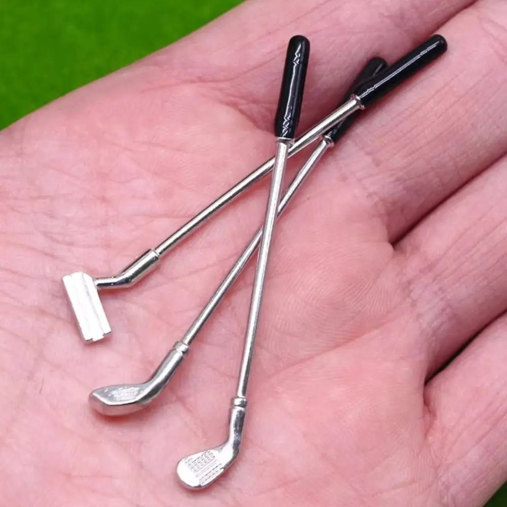 Sports Scene Miniature Golf Club 1/6 and 1/12 Scale Grassland Model Dollhouse Mini Golf Set Lifelike Design Mini Golf Balls