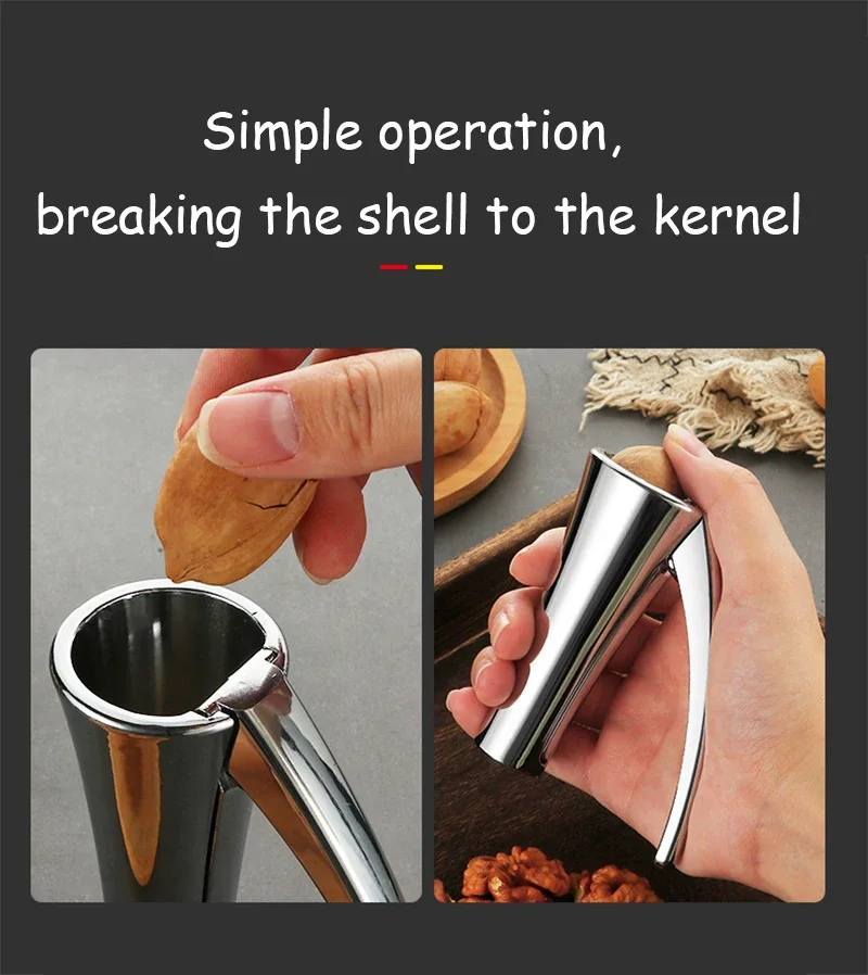 Description Picture 5 of itemZinc Alloy Pecan Nut Cracker Walnut Nutcracker Pine Cascanueces Sheller Funnel Frosted Grips Pliers Clamp Kitchen Tool