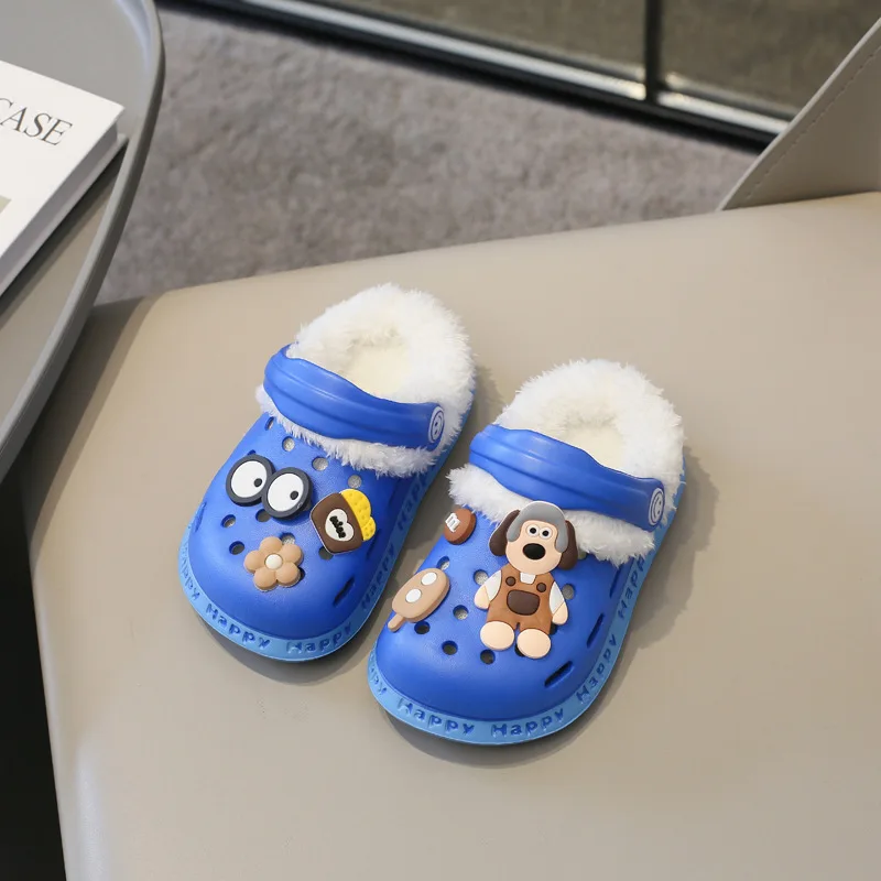 Winter Kid House Shoes Waterproof Non Slip Home Slippers Boys Girls Plush Warm Soft Light Indoor Garden Shoes Children Slippers