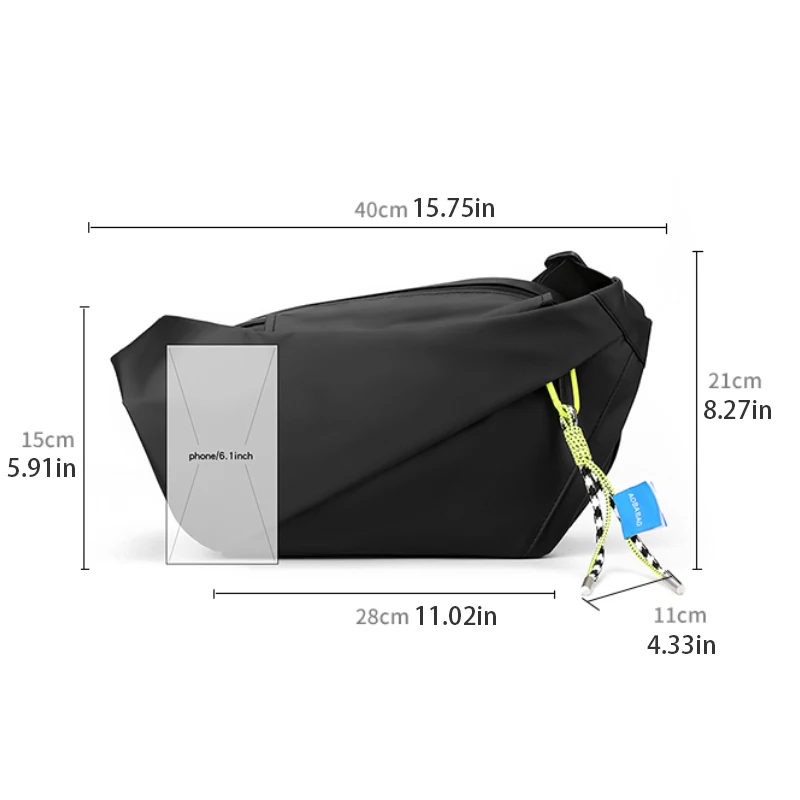 Men's crossbody bag, casual multifunctional chest bag, fashionable shoulder bag, secure zipper closure