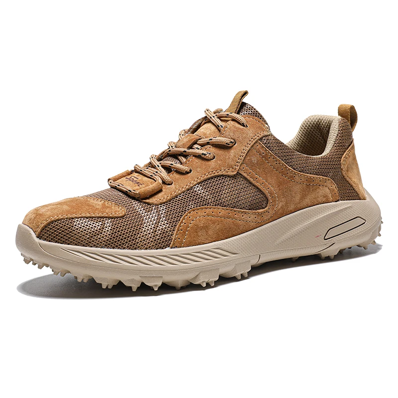 

Summer Genuine Leather Men Shoes Outdoor Non-slip Hiking Shoes Breathable Mesh Men's Casual Shoes Luxury Men Sneakers Size 38-47