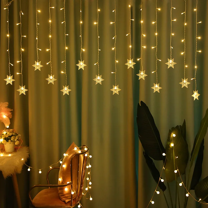 Christmas Snowflakes LED String Lights Flashing Fairy Curtain Lights Waterproof Holiday Party Wedding Xmas Decoration led string lights