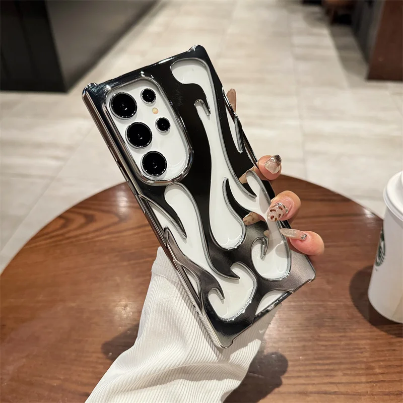 Flame Pattern 3D Plated Shockproof Slim Phone Case