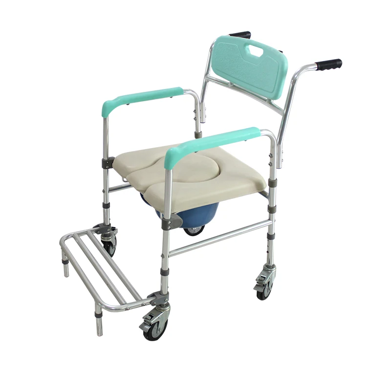 Shower Toilet ChairManual Patient Lift Transfer ChairMobile Nursing Disabled Toilet Chair 6