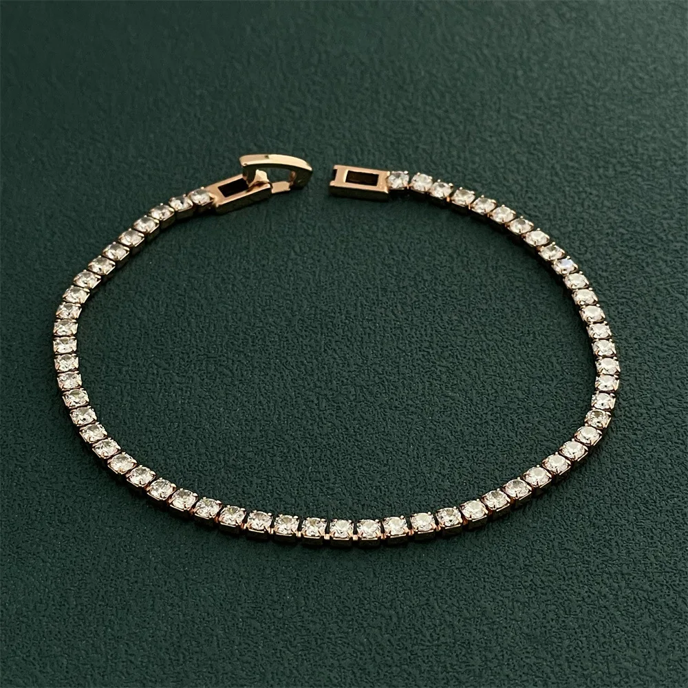 Elegant Rose Gold Sterling Silver Zirconia Tennis Bracelet Gift