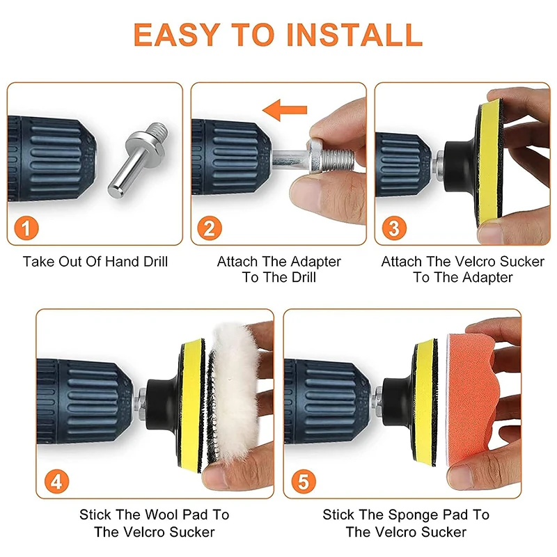 Car Polishing Pads Sponge Foam Kit Wool Polishing Pad Car Polisher Pads Kit Drill for Auto Polishing Sanding Waxing Sealing Glaze car polishing pad car polish pad wool polishing pad