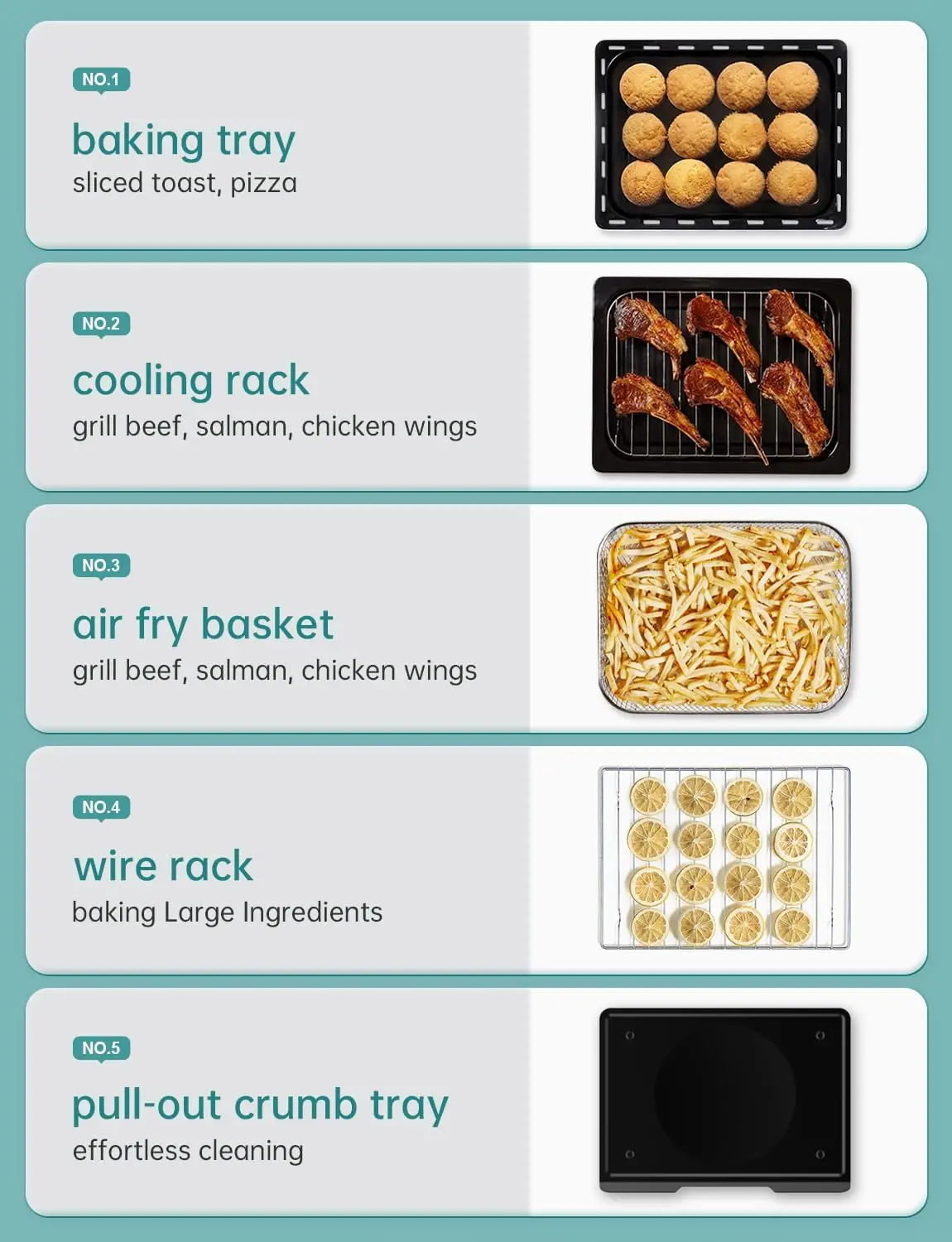 Toaster Oven, Space Saving Convection Oven Countertop with 5 Slices 1500W Rapid Heat Air Fryer Toaster Oven Combo Stainless Stee 4