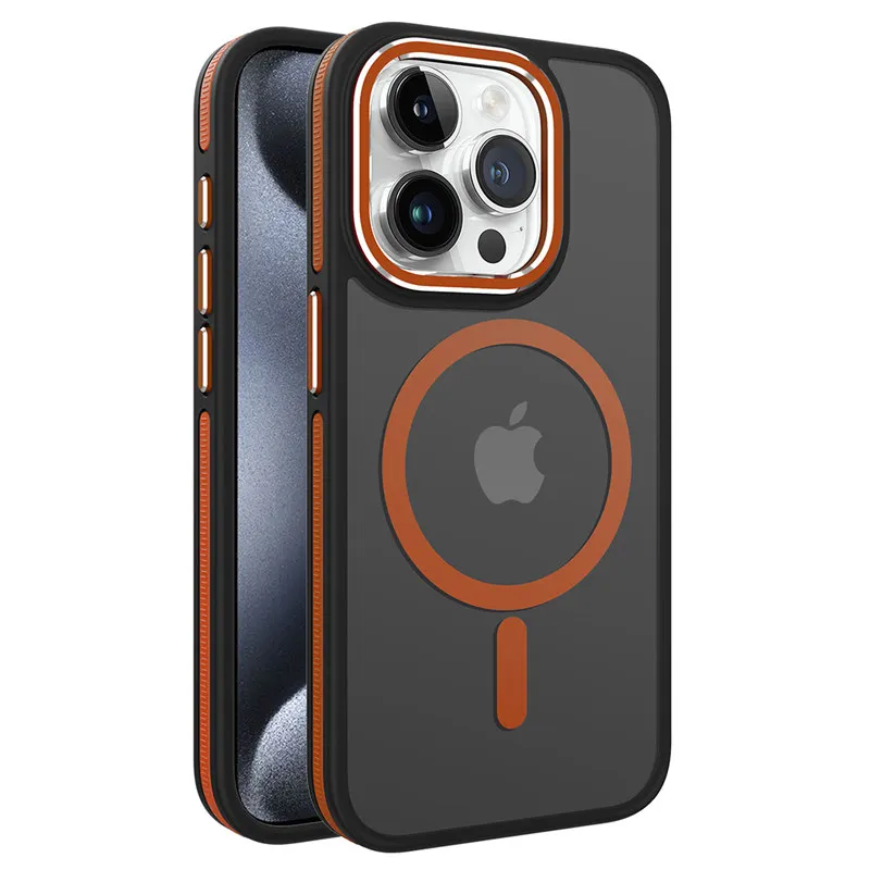 

Luxury mixed color bumper shockproof For Magsafe case for iphone 15 14 13 12 11pro max Wireless charging case Frosted back cover