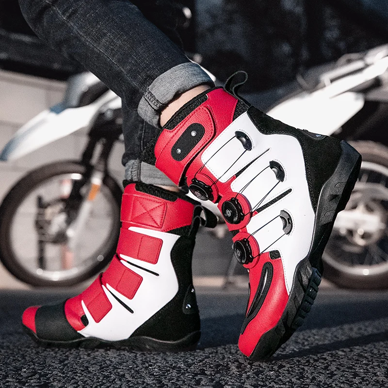 Motorcycle Team Riding Motorcycle Shoes and Calf Shoes Buckle Boots Ankle Protection Bicycle Riding Boots