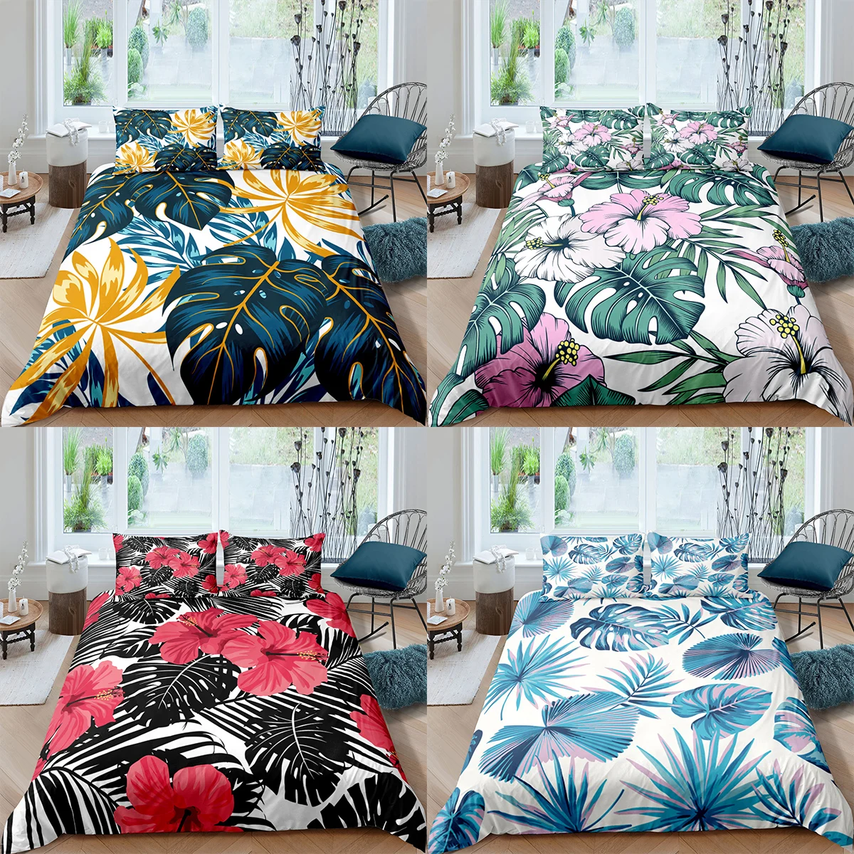 

Домашний текстиль, роскошный комплект с пододеяльником и наволочкой в виде 3d-пальмовых листьев, Детский Комплект постельного белья, постельное белье размера AU/EU/UK/US Queen и King