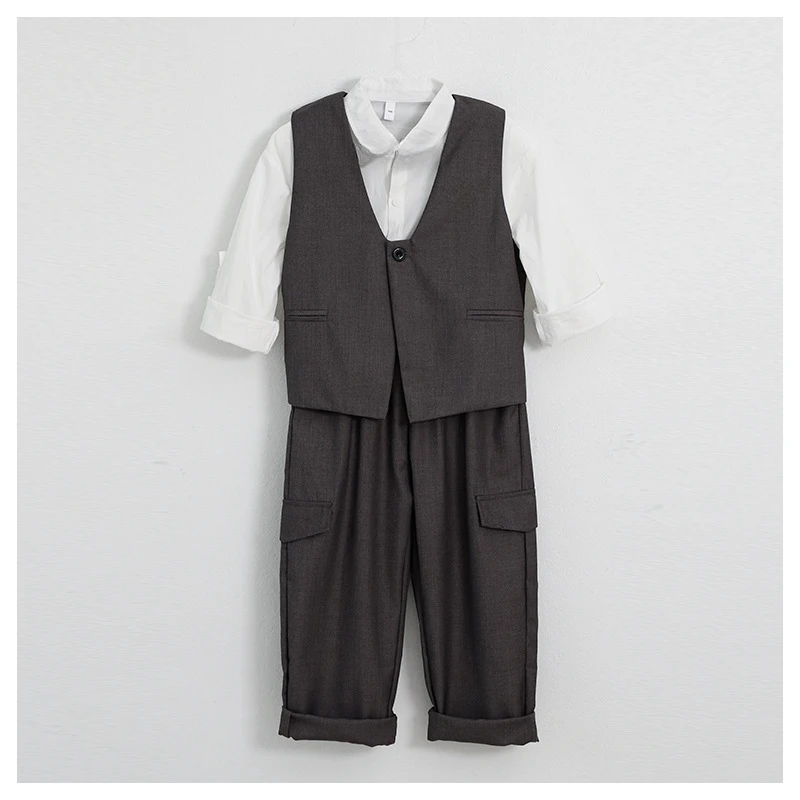 

Children's Suit 2024 Spring Autumn Gentleman Waistcoat Two-piece Boy's Stage Performance Casual Photography Dresses