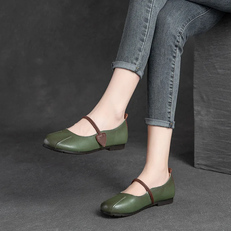 

Fashion Mary Jane Shoes For Women Hook Loop Ballet Flats Woman Dancing Shoes Autumn Loafers Ladies Genuine Leather Shoes