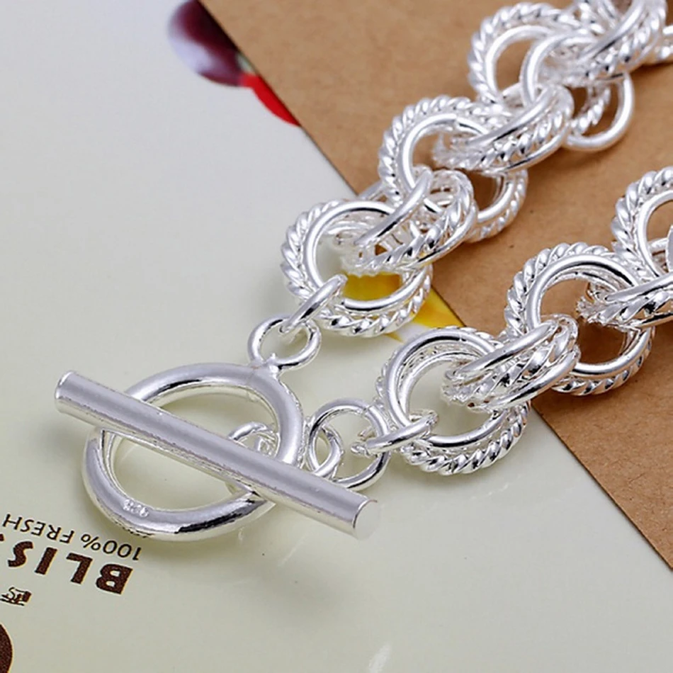 Hochwertiger 925er-Sterlingsilber-Schmuck, ziemlich schöne Mode, beliebte Armbänder, Hochzeit, Party, Kreis, Fabrikpreis – Detail 3
