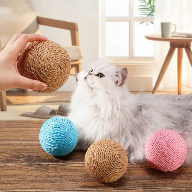 Interactive Sisal Cat Scratching Ball Toy For Kitten Teeth Cleaning Anti Bite 10CM Super Big Cat Ball Sounding Toy Pet Supplies 5
