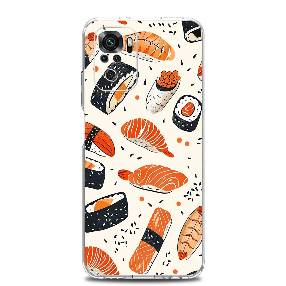Clear Soft TPU Phone Case with Cute Cartoon Sushi Design
