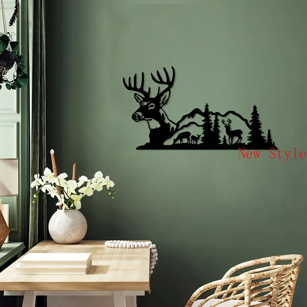 

Creative Elk Iron Indoor Outdoor Crafts Wall Hanging Decor Bedroom Hallway Outdoor Outdoor Wall Decoration 11.81*6.37inch Home D
