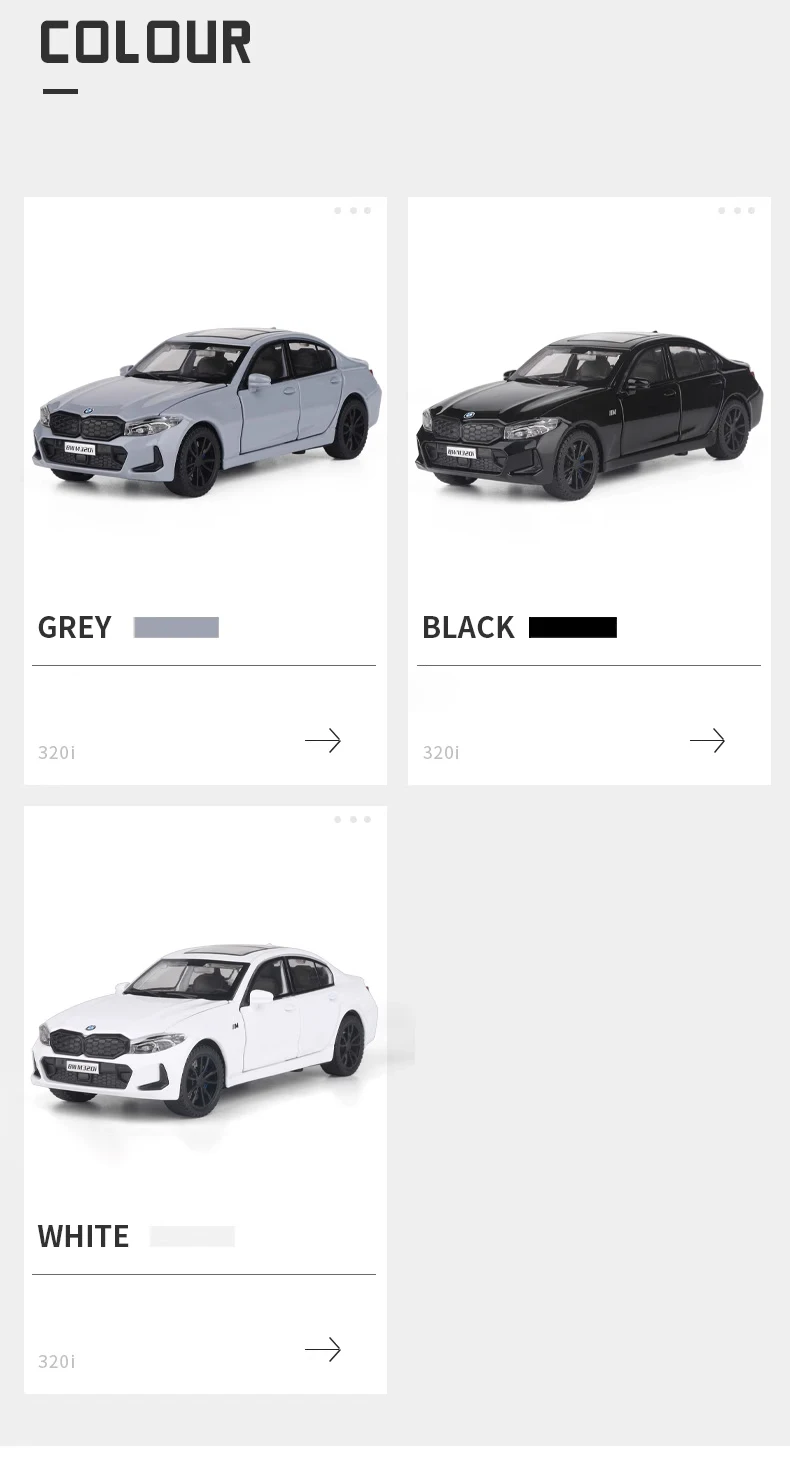 Alloy Car With Led Light 1:32 Bmw 320I Children'S Car Toy With Sound And Light