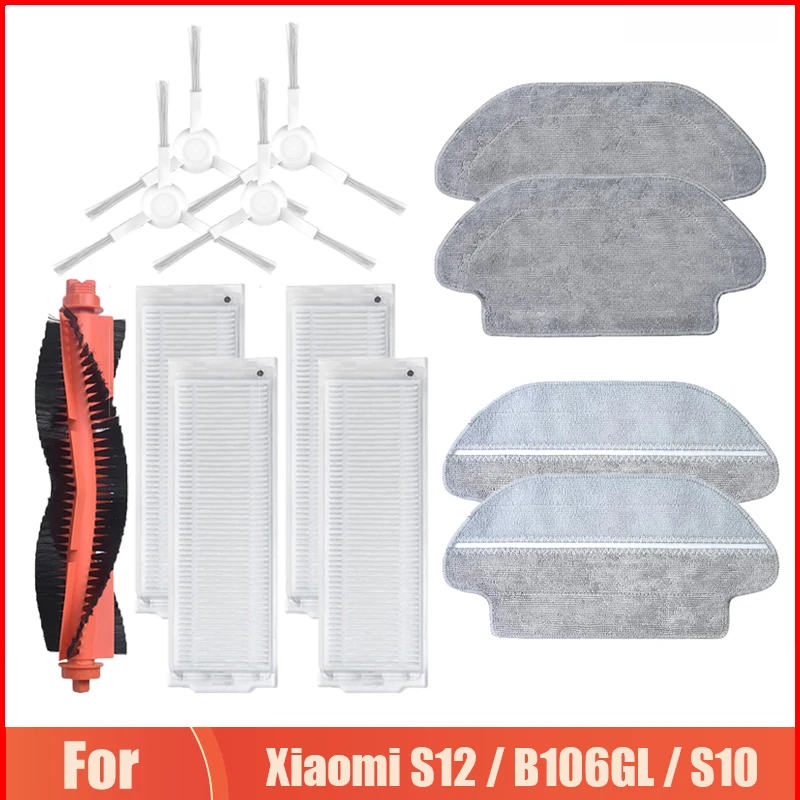 Pano Rags Substituição para Xiaomi Robot Vacuum Esfregão Molhado e Seco Aspirador Robótico Filtro Hepa Escova Lateral do Rolo S10 S12 B106gl