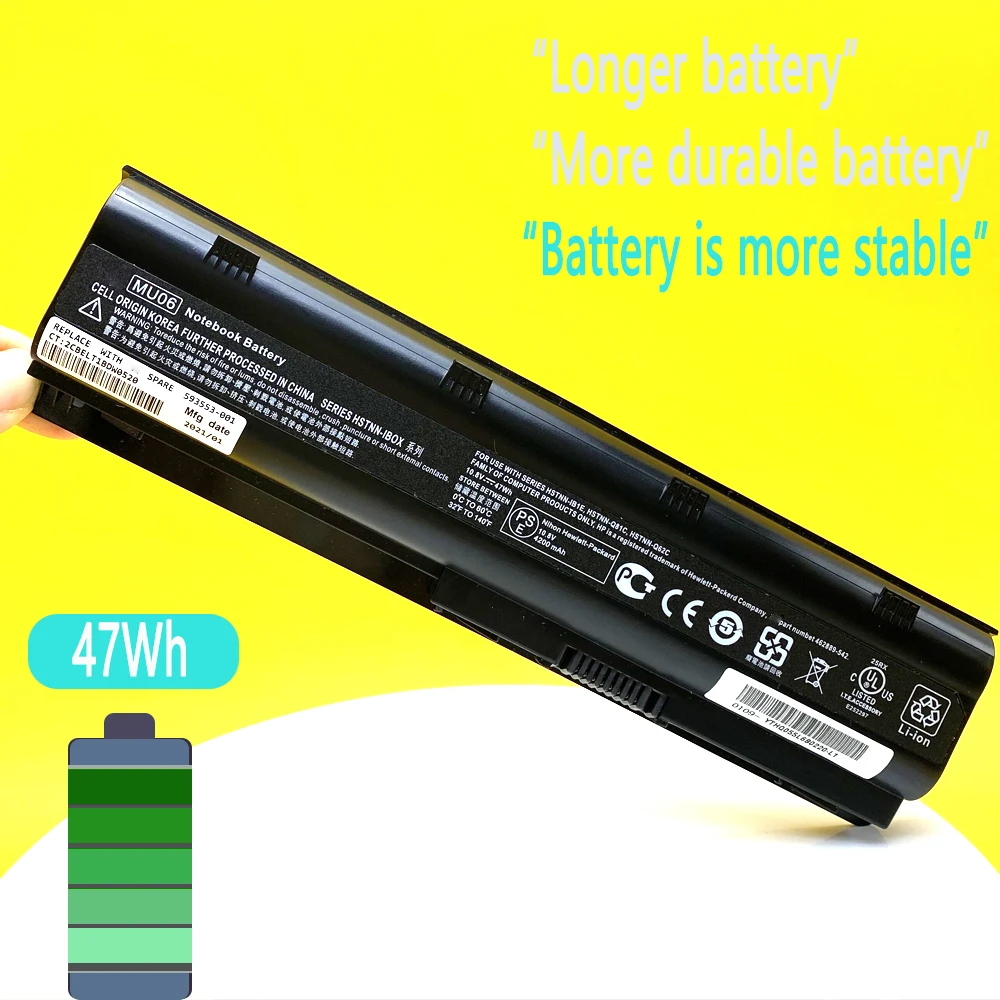 Bateria do Portátil Mu06 para o Pavilhão de hp g4 g6 g7 G32 G42 G56 G62 G72 Cq32 Cq42 Cq62 Cq56 Cq72 Dm4 593553001 593562-001 108 v 47wh - Imagem 6