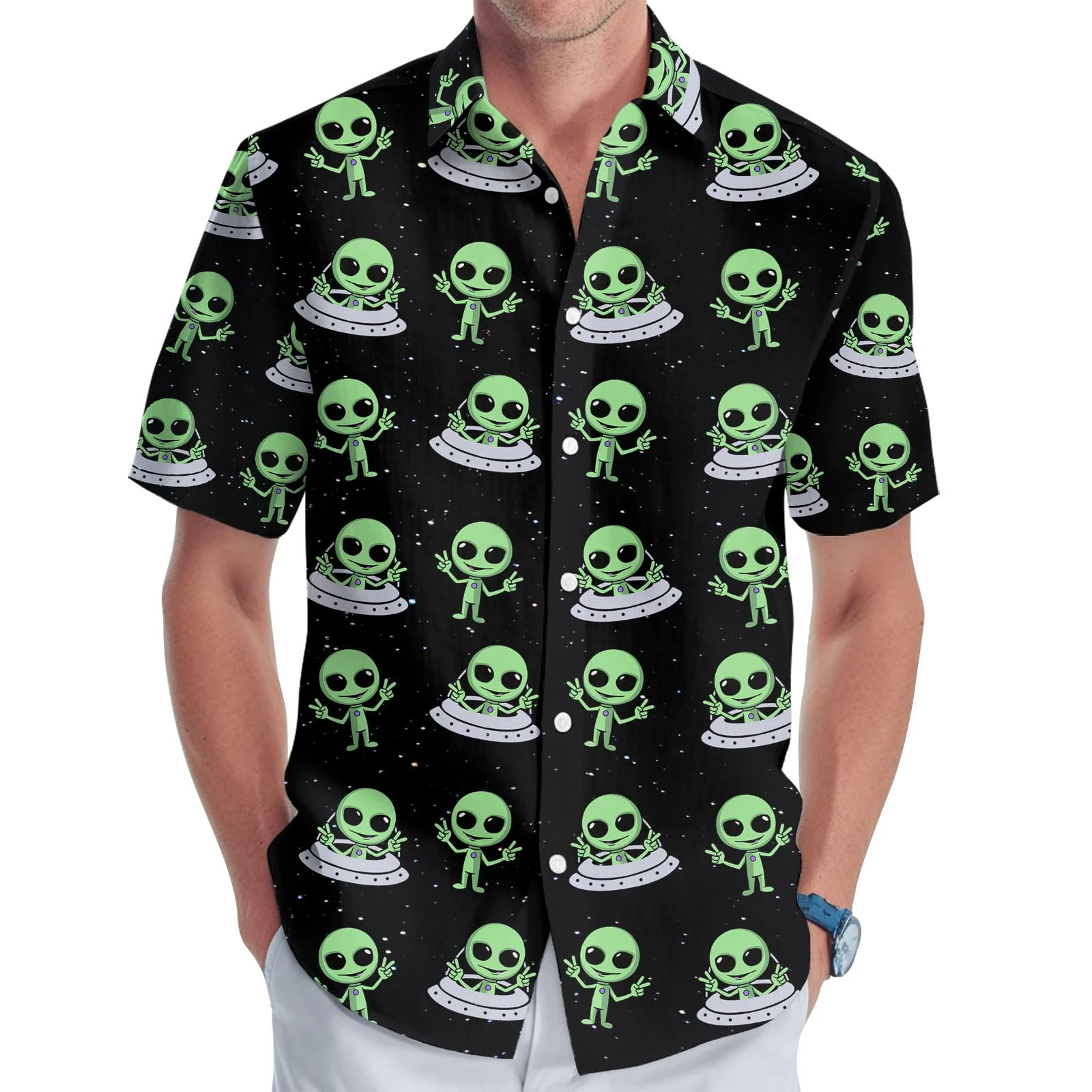 Funny Alien Graphic Shirts Oversized Men's Shirt 3d Printed Pattern Male Clothing Casual Shirt Lapel Tops Button Summer Apparel 5