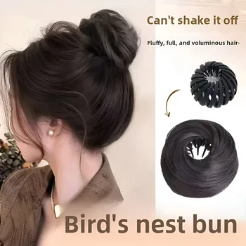 Panino per capelli sintetico magico con clip elastiche a cerchio Posticci retrattili a forma di nido d'uccello Accessori per capelli parrucca alla moda