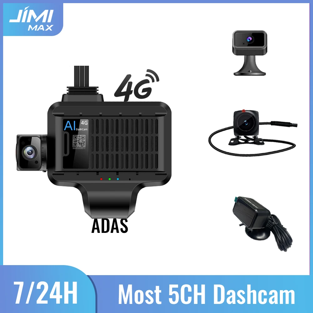 

JIMIMAX ADAS 4G DashCam JC450Pro Car Camera Video Recorder 4CH/5CH Live View By Phone 7/24 Real-time Monitor AI Auto GPS DVR APP