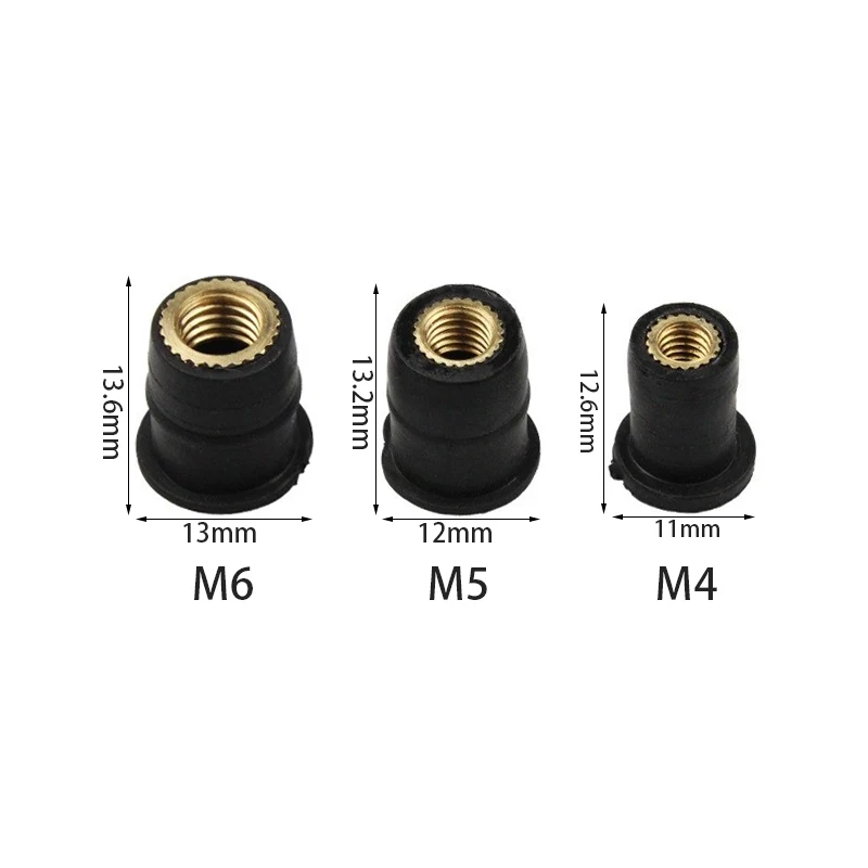 Motorcycle Accessories 10Pcs M4 M5 M6 Metric Rubber Well Nuts Windshield Rivet Nut Crews Bolts For Honda Suzuki Yamaha Kawasaki