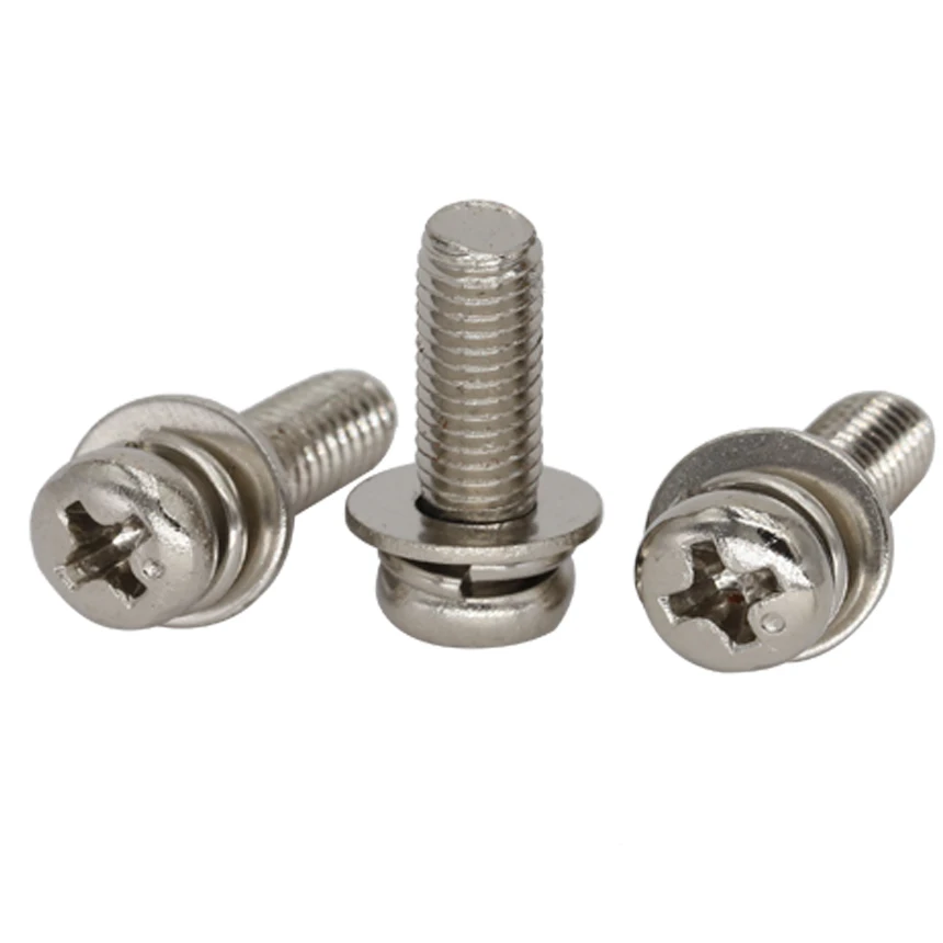 

M2.5 M3 M4 M5 M6 M10*14/16/20/25mm 304 316 Stainless Steel Plain Spring Washer Phillips Cross Recessed Pan Screw Assembly Bolt
