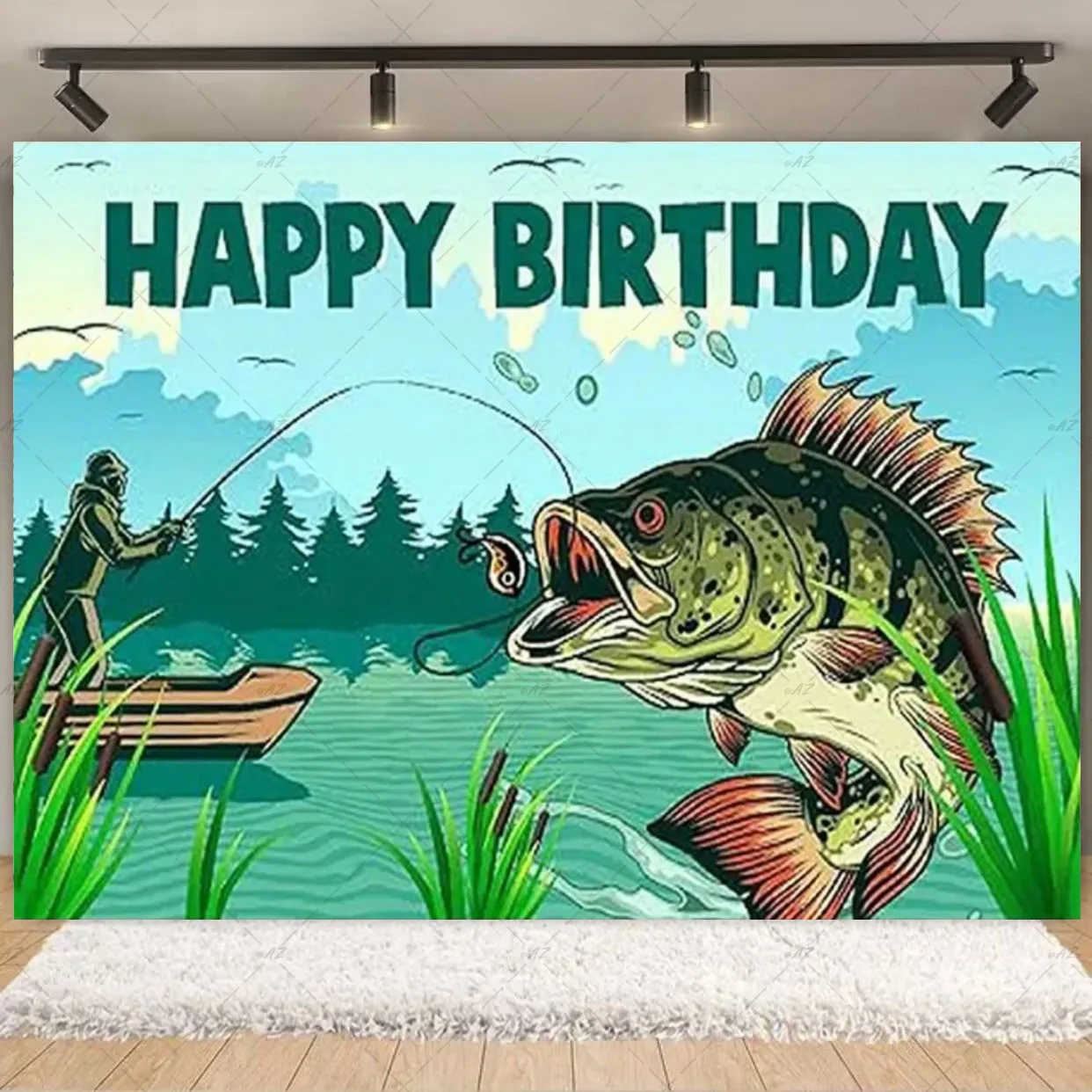 Ozean Angeln Thema Hintergrund Fisch Angelrute Fischer See Boot Party Dekorationen Fotografie Hintergrund Mann Geburtstag Geschenke – Detail 17
