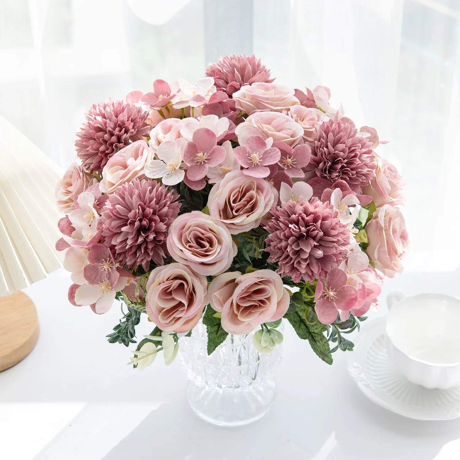 1PC Artificial Plastic Rose Flowers Centerpieces Fake Plants Wedding ...