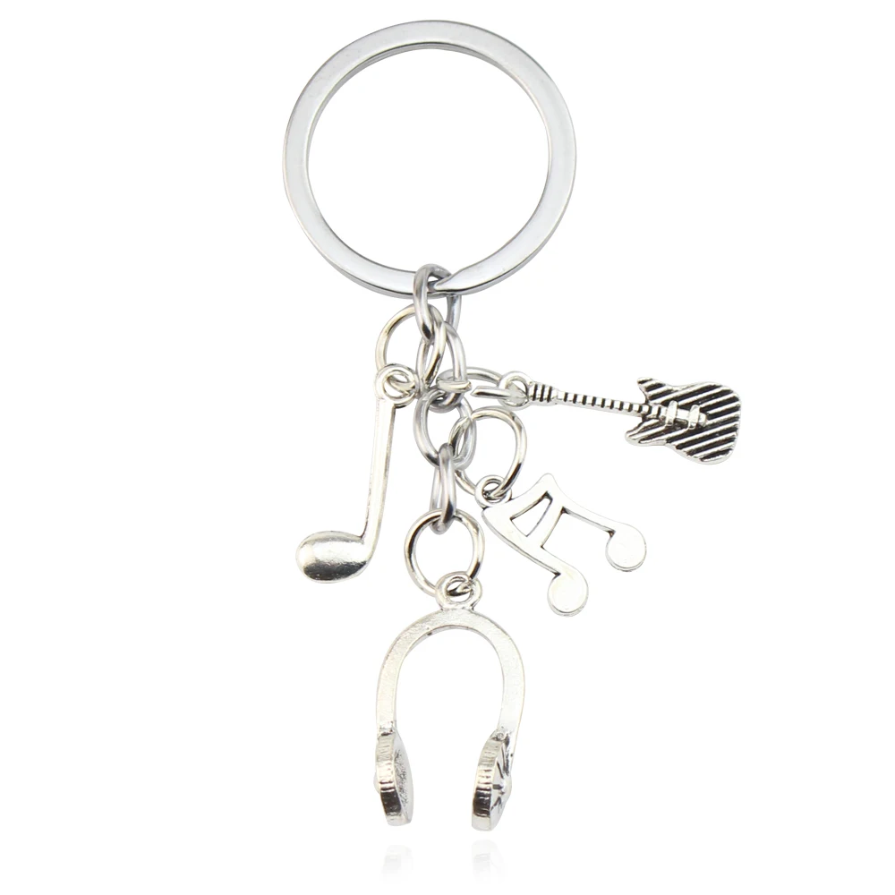 Handmade Musical Instrument Keychain - Piano & Guitar Notes Jewelry Gift