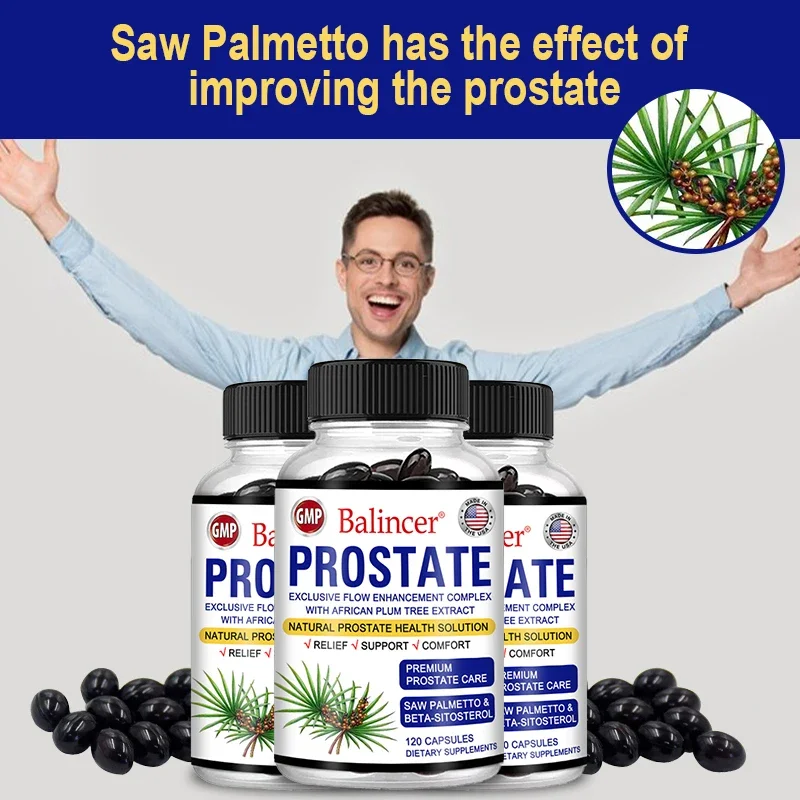 Saw Palmetto Sitosterol Capsules for Men's Prostate Health Hair Growth Urinary Tract Frequent Urination saw palmetto supplement
