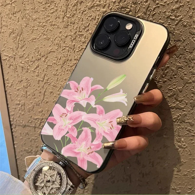 Matte Lily Flowers Laser IMD Hard Phone Case Cover