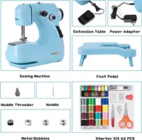 HTVRONT Mini Electric Sewing Machine for Beginners with 42 Pcs Set Portable Household Light Foot Pedal Straight Line Hand Table 2