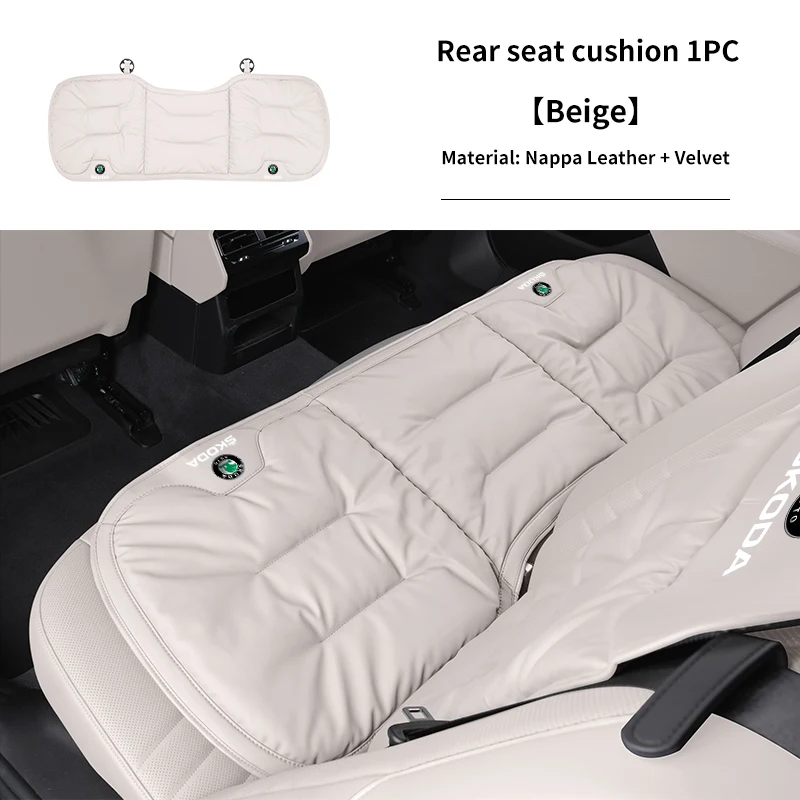 Luxury Velvet Car Seat Cushion with Leather Backrest Cover - Premium Auto Accessories