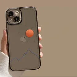 Custodia Trasparente Elegante per Telefono Abbinata Sole e Luna
