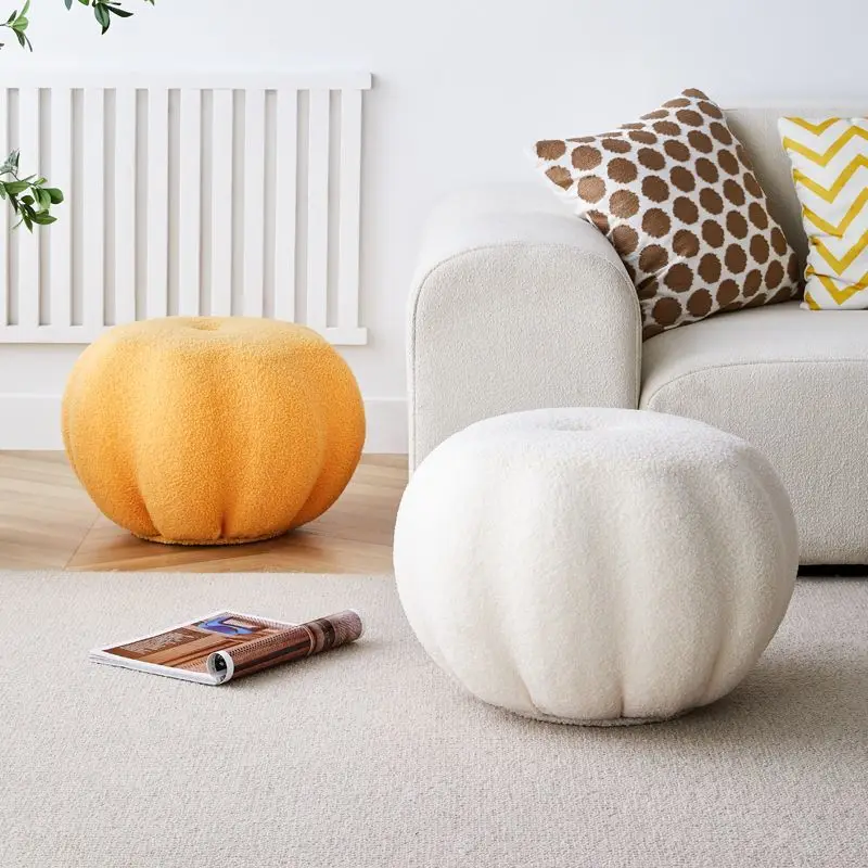 

Creative Pumpkin Shape Sofa Low Stool Home Plush Round Stool Bench Balcony Bedroom Lazy Tatami Foot Stool Restaurant Coffee Bar