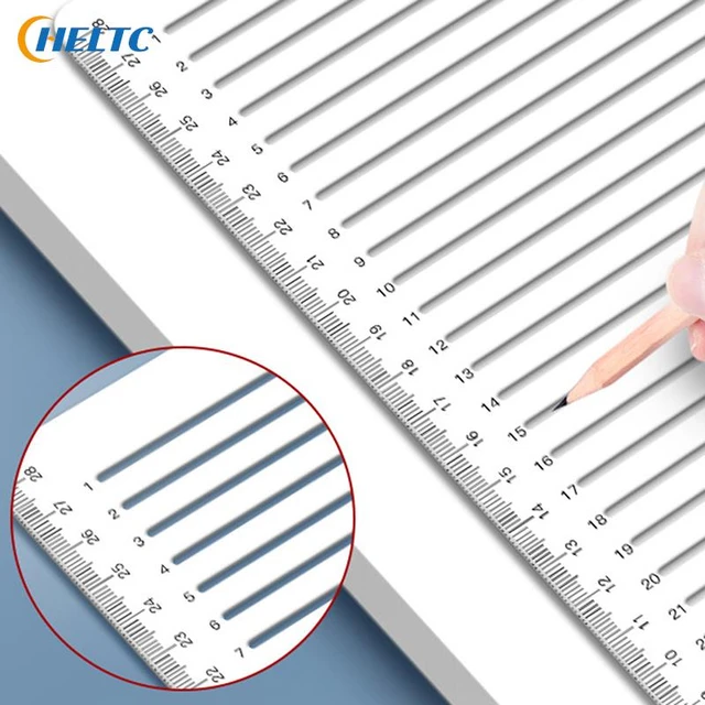 WUWAI Straight Line Stencil Ruler | Geometry Template Writing Guide Journal  Stencils for Bullet Journaling Drawing & Lettering Aids A4 Clear