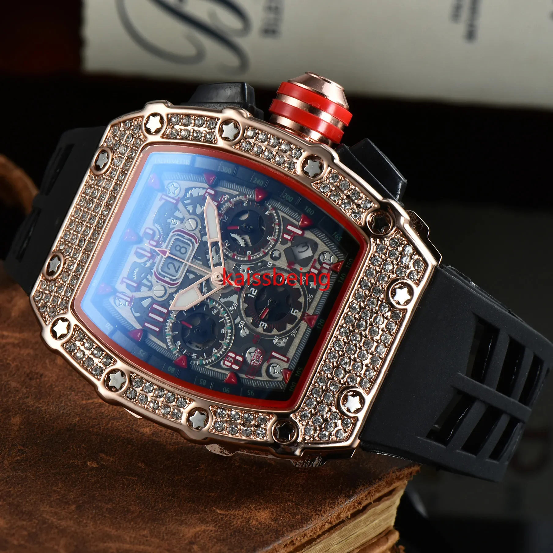 

NEW Watch Men's Leisure woman Diamond rm Watches Steel Case Silicone Quartz Wristwatch Male Relogio Masculino Factory sales