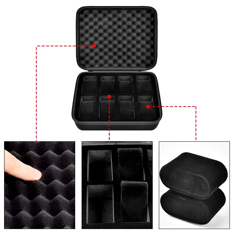 Watch Storage Box 8 Slots Organizer/Men Display Fits All Wristwatches and Smart Watches up to 42mm