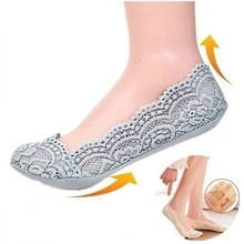 

Women Summer girl Silica Transparent Lace Boat Socks Girls Cotton Invisible Anti-slip Socks No Slip No Show Socks 3/5/8pair/pack