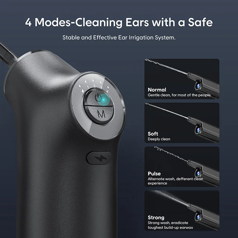 Electric Ear Irrigation Flushing System Water Powered Ear Cleaner with 4 Pressure Modes Ear Cleaning Tool With USB Rechargeable 3