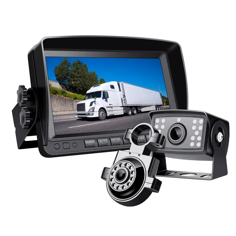 Backup Camera 2 Split Screen Monitor System for Bus, Truck, Rv, Trailer,, Camper Backup Camera System With Video Recording
