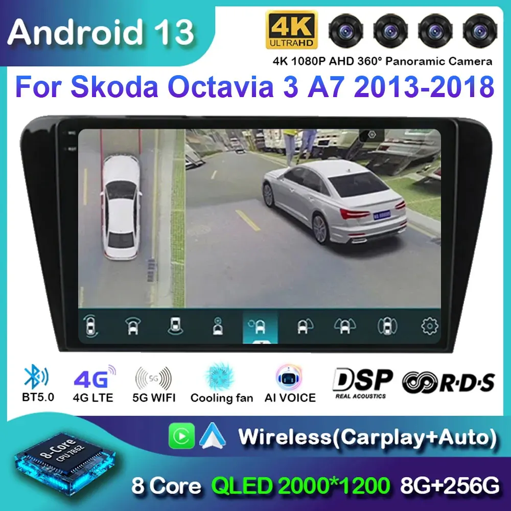 

Android 13 Car Radio For Skoda Octavia A7 III 3 2013 2014 - 2018 Navigation GPS Multimedia Player Stereo wifi+4G Carplay DSP BT