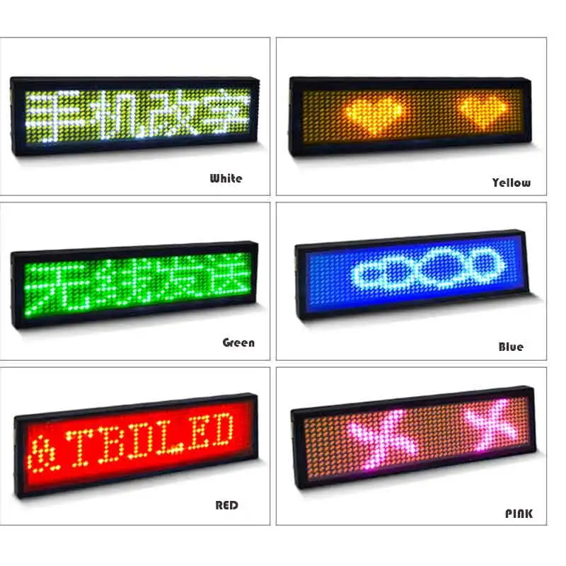 LED Mini Display Breastpiece DIY Programmable Scrolling Message LED Name Tag Badge Module Rechargeable Bluetooth capable LED Message Board LED Display Board