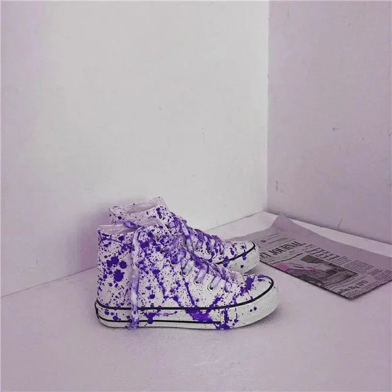 Blood Graffiti Canvas Shoes Punk Street Ladies Multiple Colour Graffiti Sneakers Shoes Spring Ins Unisex Women Vulcanized women shoes casual sneakers women sneakers
