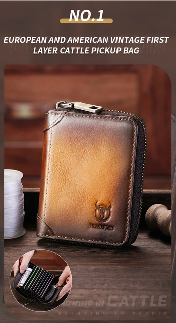 BULLCAPTAIN Fashion Big Logo Portafoglio Uomo Portafoglio RFID Di