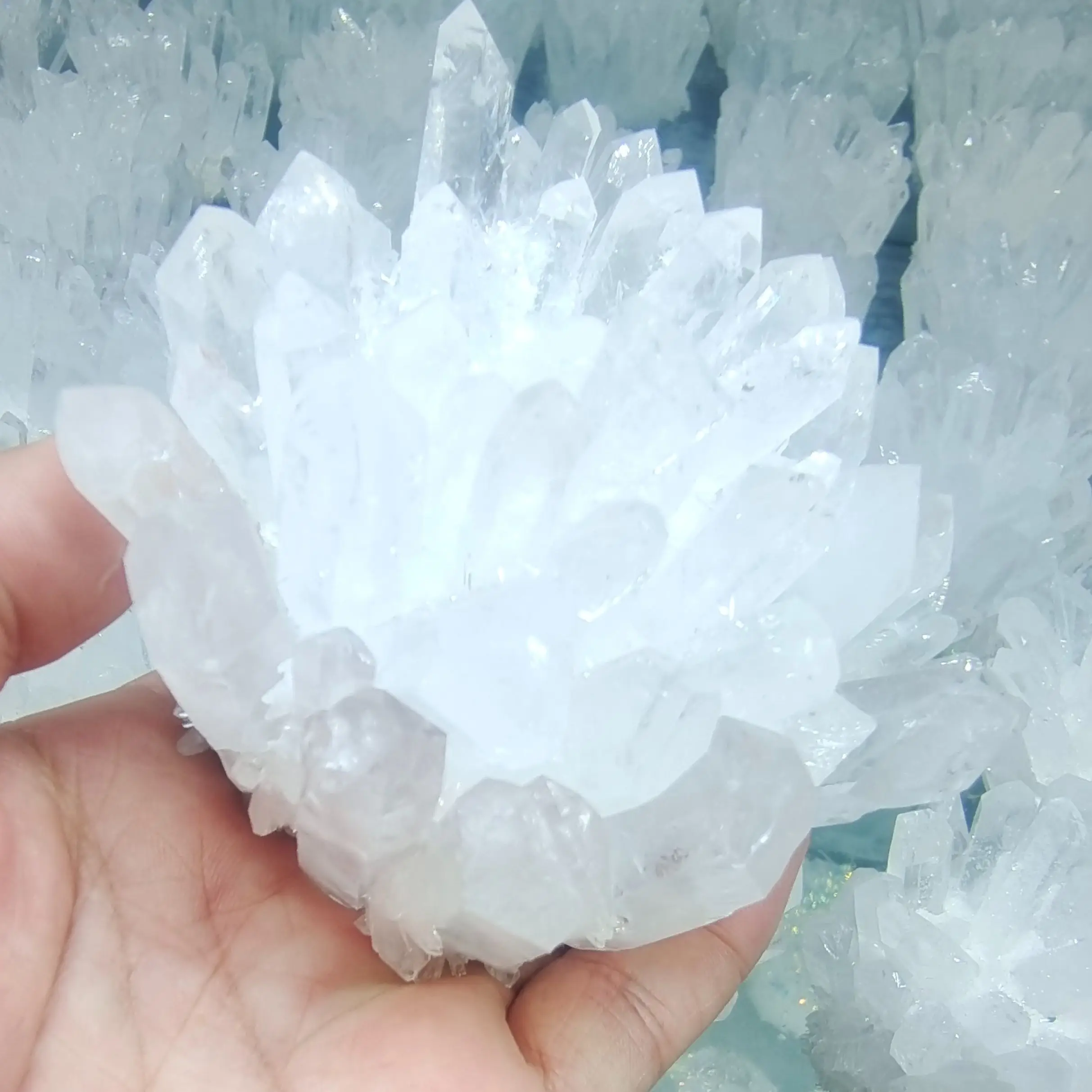 5ANatrlicheKristalleKlarQuarzClusterProbeFreeformEnergieReiki